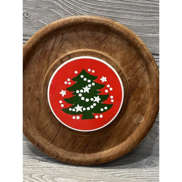 Vintage GoodWood Teak Cheese Cracker Tray Christmas Tree Tile Charcuterie Board - Picture 1 of 9